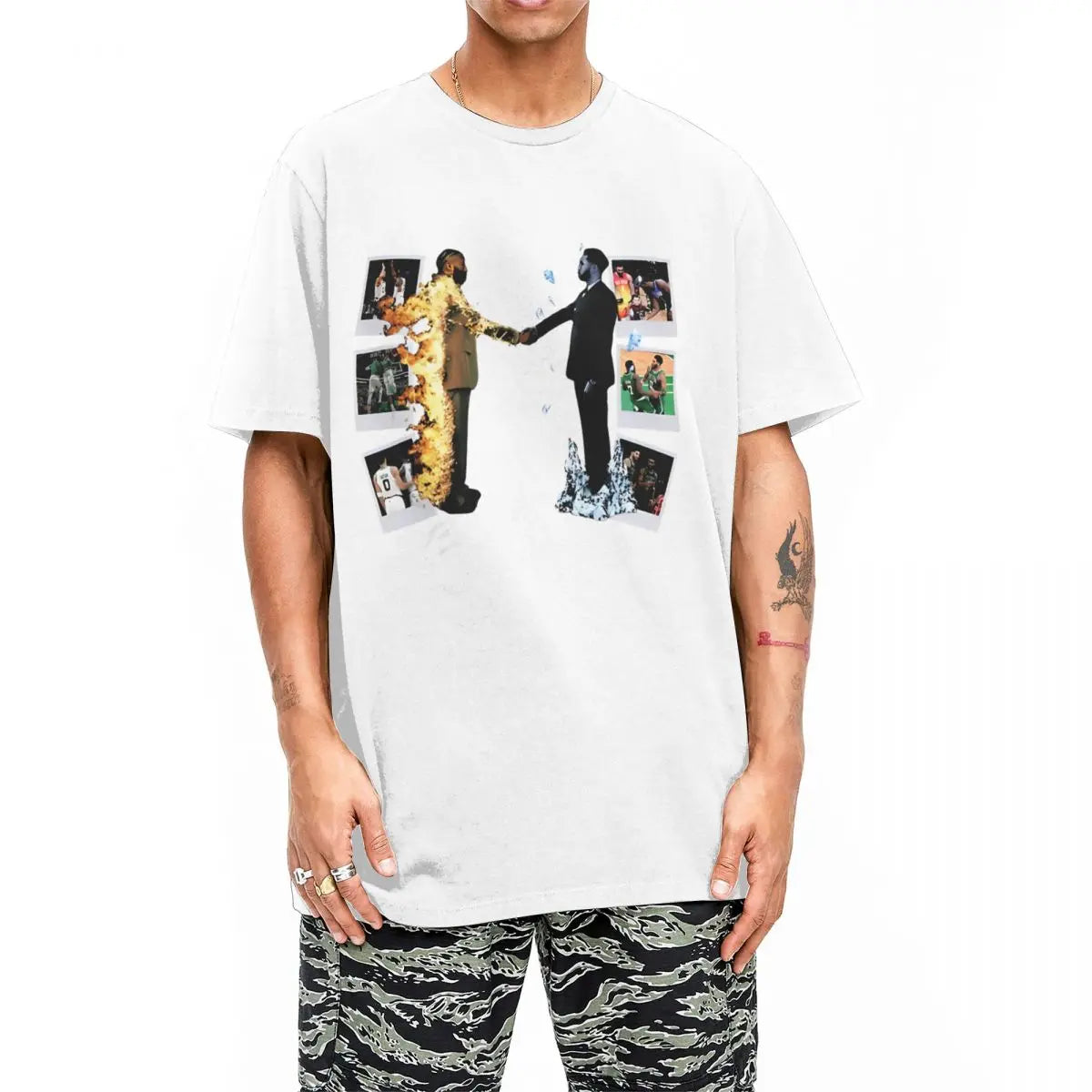 Jaylen Brown Jayson Tatum Fire and Ice Graphic T Shirt